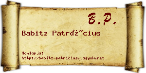 Babitz Patrícius névjegykártya
